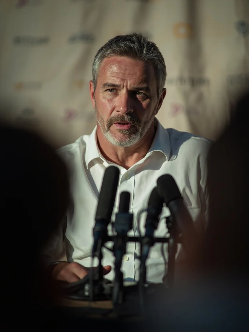 Coach and captain addressing the media at a press conference