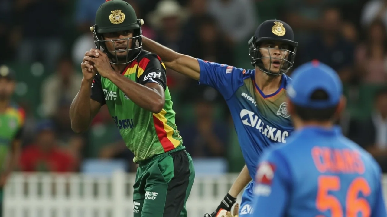 A batter plays through the off side during a T20I innings at Harare Sports Club