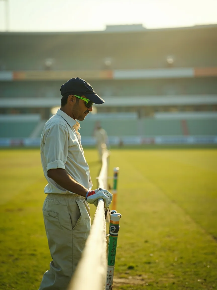 Boundary measurement with tape during venue preparation