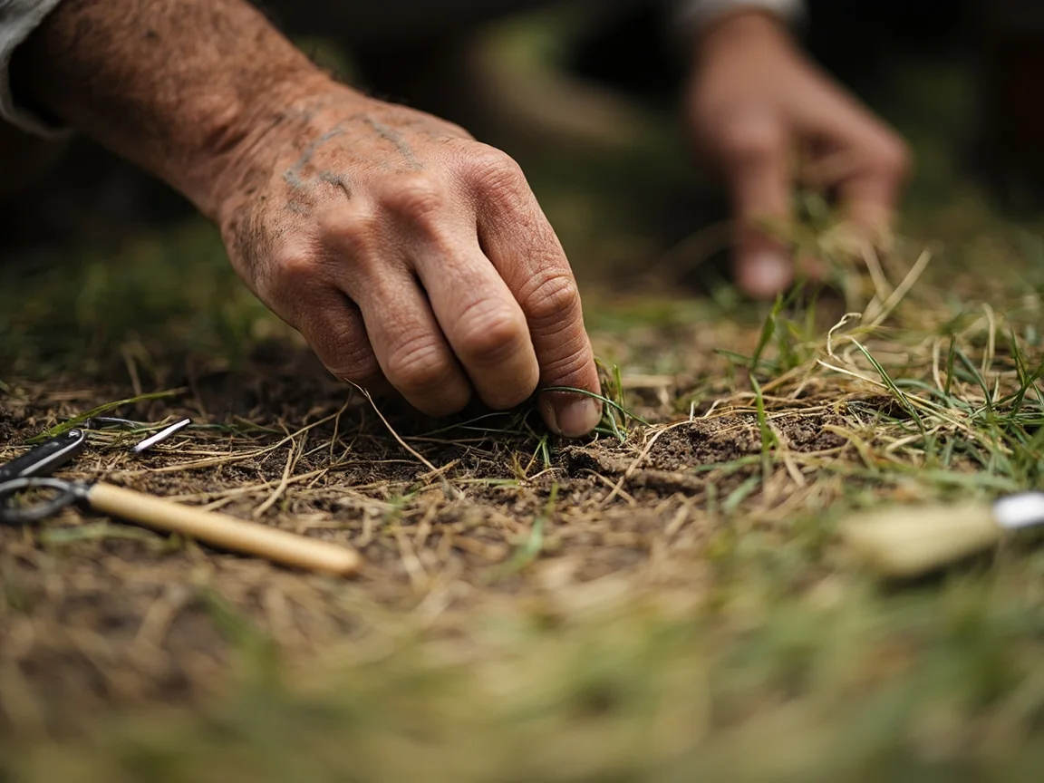 Officials measuring the boundary rope at an IPL venue before play